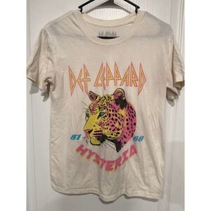 Def Leppard Hysteria 87-88 Graphic Tee Cream Goodie Two Sleeves Small Rock Band